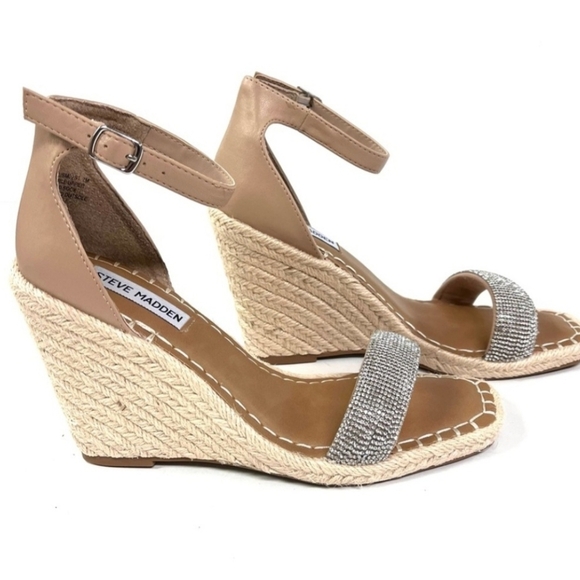 Steve Madden Beige and Glittering Silver Platform Sandals - Picture 3 of 10